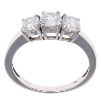 18ct White Gold Three Stone Cubic Zirconia Ring