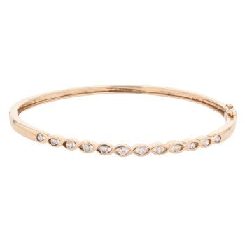 9ct Yellow Gold Cubic Zirconia Hinged Bangle