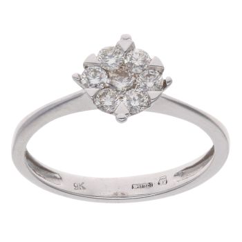 9ct White Gold 0.30ct Brilliant Cut Diamond Cluster Ring