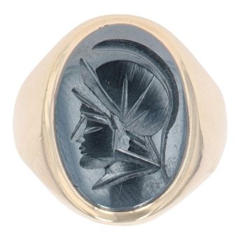 9ct Yellow Gold Oval Hematite Centurion Signet Ring