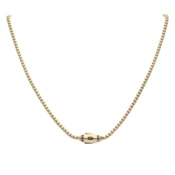 14ct Yellow Gold Monaco Beaded Plain Lock Chain 18"