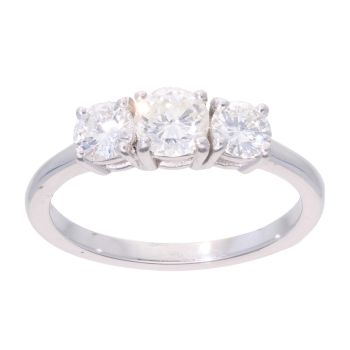 9ct White Gold 1.00ct Diamond Trilogy Ring