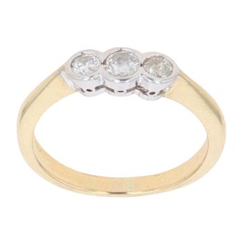 18ct Yellow Gold 0.35ct Brilliant Cut Diamond Trilogy Ring
