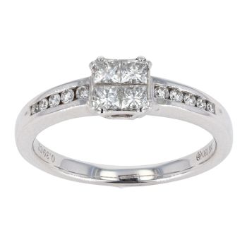 18ct White Gold 0.39ct Diamond Princess Cut Cluster Ring