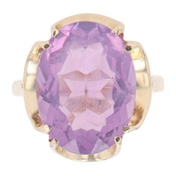 9ct Yellow Gold Amethyst Single Stone Ring
