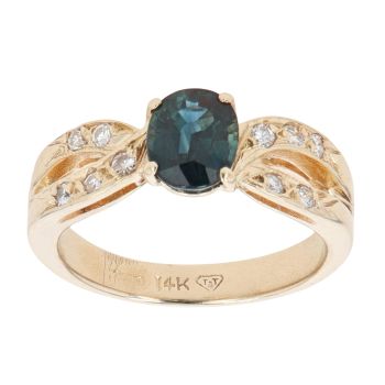 14ct Yellow Gold 0.20ct Diamond And Sapphire Solitiare Ring