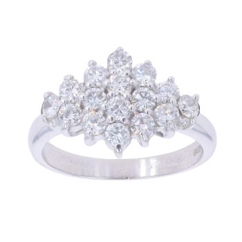 18ct White Gold 1.10ct Brilliant Cut Diamond Cluster Ring
