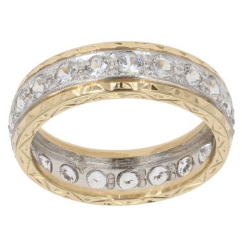 18ct Yellow and White Gold Cubic Zirconia Eternity Ring