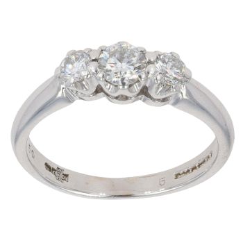 18ct White Gold 0.50ct Brilliant Cut Diamond Trilogy Ring