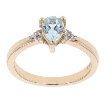 9ct Yellow Gold Created Blue Topaz and Diamond Ring