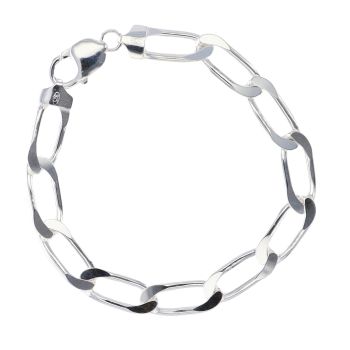 Silver Long Curb Bracelet 8.5" By Icesia