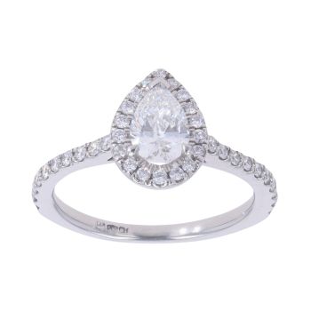 Platinum 0.85ct Pear And Brilliant Cut Diamond Cluster Ring