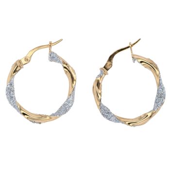 9ct Yellow Gold Moon Dust Twist Hoop Earrings