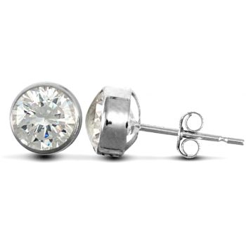 9ct White Gold Cubic Zirconia Rub-Over Studs