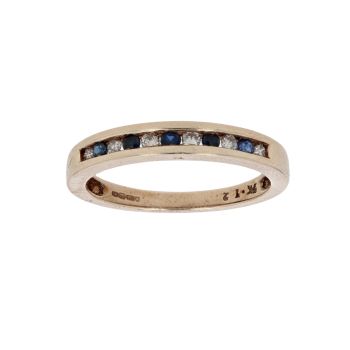 9ct Yellow Gold 0.12ct Diamond And Sapphire Half Eternity Ring