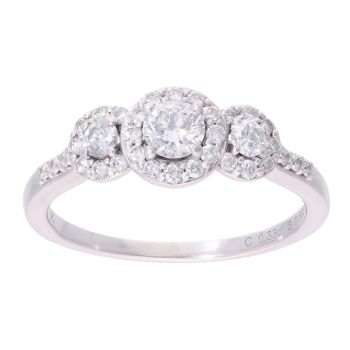 18ct White Gold 0.83ct Diamond Triple Cluster Ring