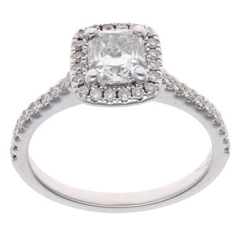 18ct White Gold 1.00ct Halo Solitaire Diamond Ring