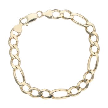 9ct Yellow Gold Figaro Bracelet 8"