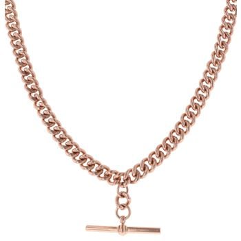 9ct Rose Gold Albert T-Bar and Chain 28"