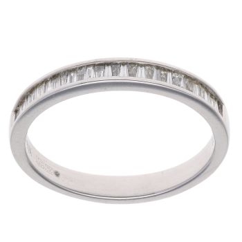 18ct White Gold 0.50ct Baguette Cut Diamond Half Eternity Ring