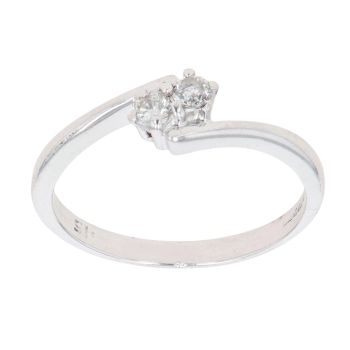 18ct White Gold 0.15ct Diamond Two Stone Twist Ring