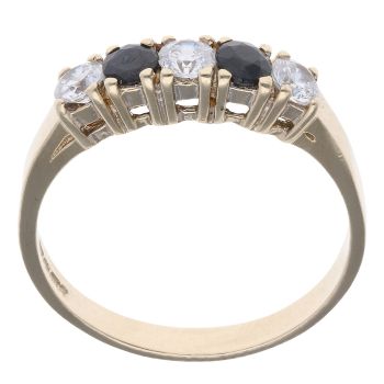 9ct Yellow Gold Sapphire And Cubic Zirconia Ring