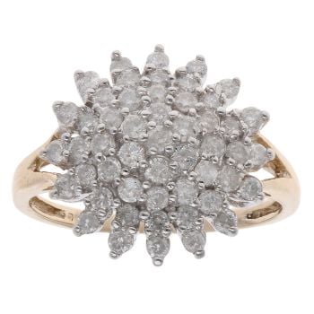 9ct Yellow Gold 1.00ct Brilliant Cut Diamond Cluster Ring