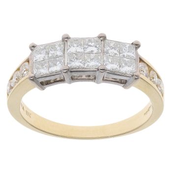 18ct Yellow Gold 1.00ct Diamond Cluster Ring