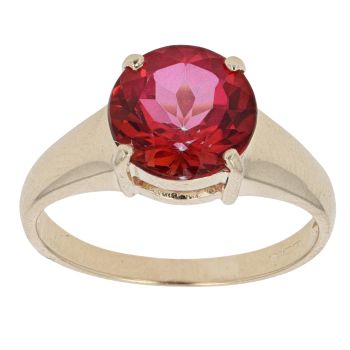 9ct Yellow Gold Red Gemstone Solitaire Ring