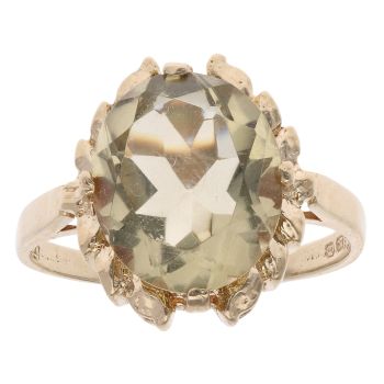 9ct Yellow Gold Prasiolite Single Stone Ring