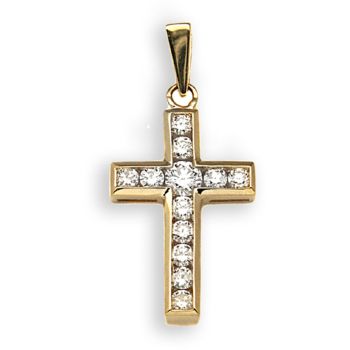 18 Carat Yellow Gold 44pts Diamond Cross
