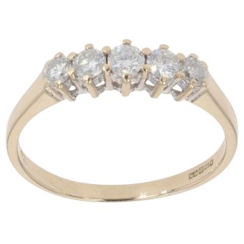 9ct Yellow Gold 0.50ct Brilliant Cut Diamond Five Stone Ring