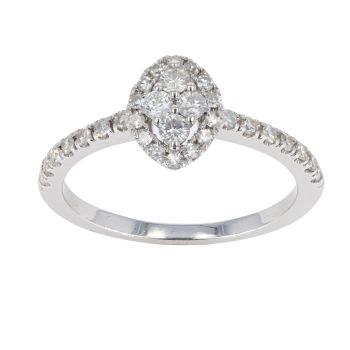 9ct White Gold 0.45ct Diamond Marquise Cluster Ring by Anya Belle