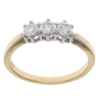 18ct Yellow Gold 0.55ct Brilliant Cut Diamond Trilogy Ring