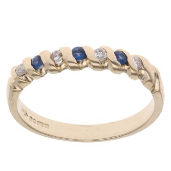 9ct Yellow Gold 0.10ct Diamond And Sapphire Ring