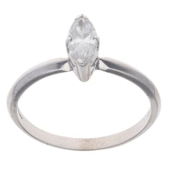 18ct White Gold 0.50ct Marquise Cut Diamond Solitaire Ring