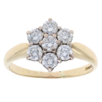 18ct Yellow Gold 1.00ct Brilliant Cut Diamond Cluster Ring