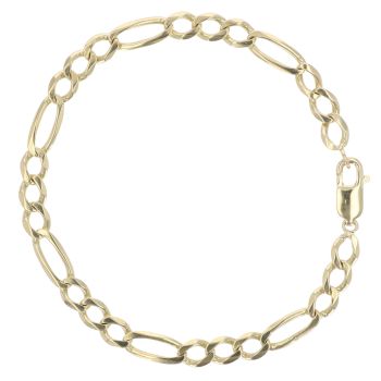9ct Yellow Gold Figaro Bracelet 9"