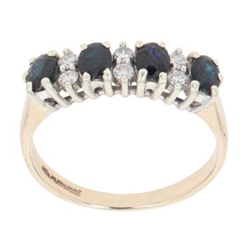 9ct Yellow Gold 0.10ct Diamond And Sapphire Ring