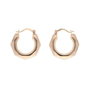 9ct Yellow Gold Textured Creole Earrings