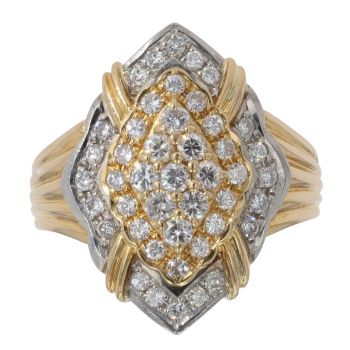 18ct Yellow Gold And Platinum 0.69ct Brilliant Cut Diamond Cluster Ring