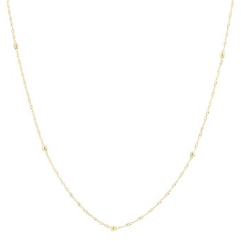 9ct Yellow Gold Ball Accent Curb Chain 18"