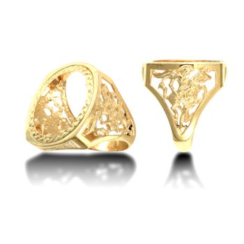 9ct Yellow Gold St George Full Sovereign Ring Mount