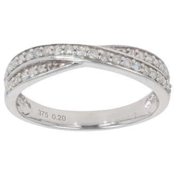 9ct White Gold 0.20ct Diamond Crossover Ring