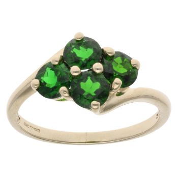 9ct Yellow Gold Diopside Cluster Ring