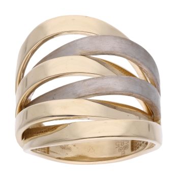 14ct Yellow And White Gold Woven Ring
