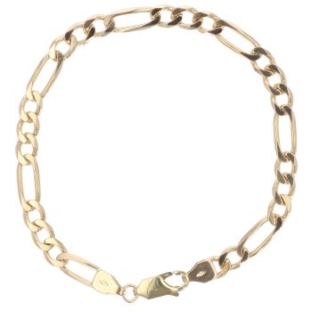 9ct Yellow Gold Figaro Bracelet 8"