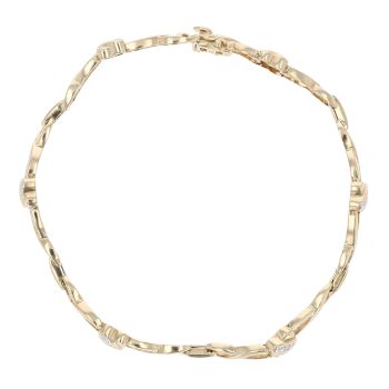 9ct Yellow Gold 0.05ct Diamond Bracelet 7"