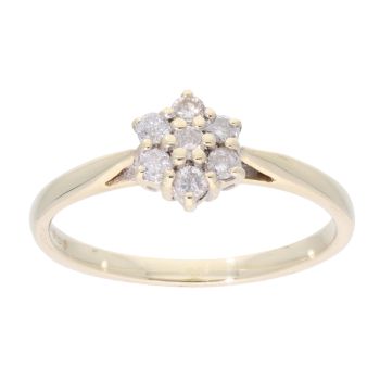 9ct Yellow Gold 0.25ct Diamond Cluster Ring