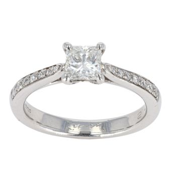 Platinum 0.75cts Princess Cut Solitaire Ring